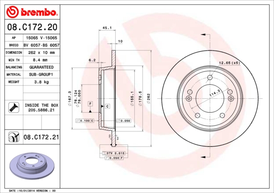 Тормозной диск задний A.B.S. арт. 08.C172.20