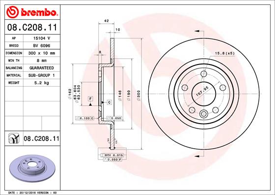 Гальмівний диск BOSCH арт. 08.C208.11