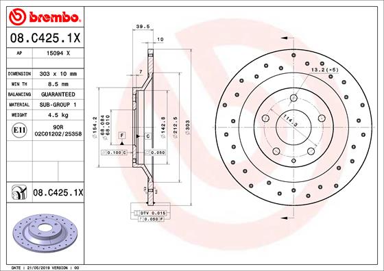 Тормозной диск TEXTAR арт. 08C4251X