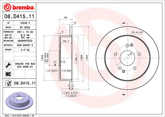 Гальмівний диск BLUE PRINT арт. 08.D415.11