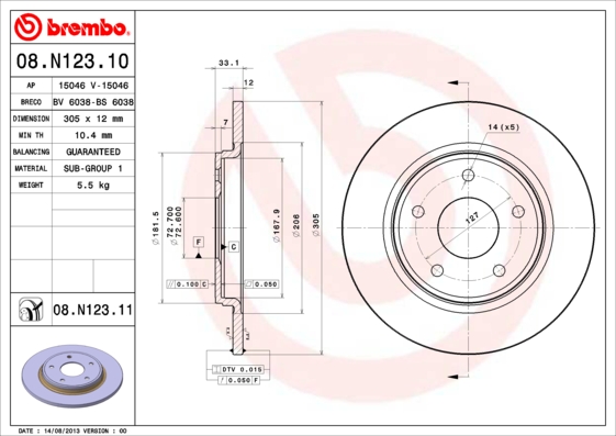 Тормозной диск FERODO арт. 08.N123.11
