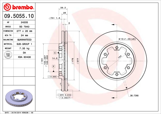 Тормозной диск REMSA арт. 09.5055.10