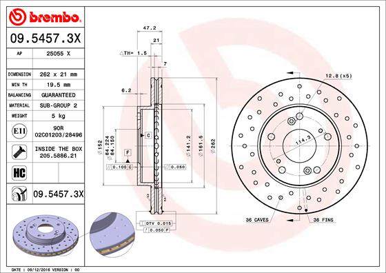 Тормозной диск BLUE PRINT арт. 0954573X