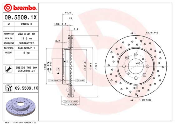 Тормозной диск FERODO арт. 09.5509.1X