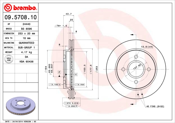Тормозной диск REMSA арт. 09.5708.10