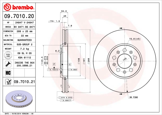 Тормозной диск FERODO арт. 09.7010.21