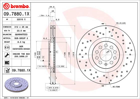 Тормозной диск FEBI BILSTEIN арт. 09.7880.1X