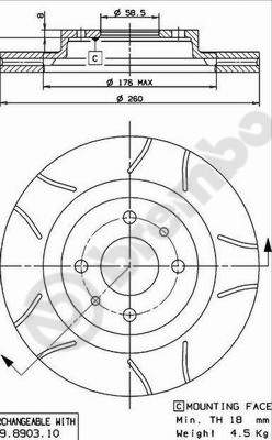 Тормозной диск BREMBO арт. 09.8903.75