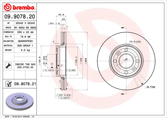 Тормозной диск FERODO арт. 09.9078.20