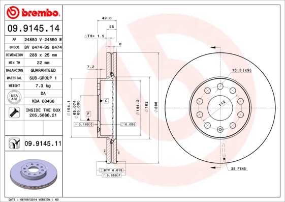 Тормозной диск BLUE PRINT арт. 09.9145.11