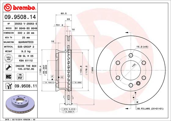 Тормозной диск A.B.S. арт. 09.9508.11