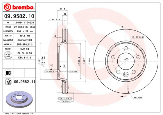 Тормозной диск REMSA арт. 09.9582.10