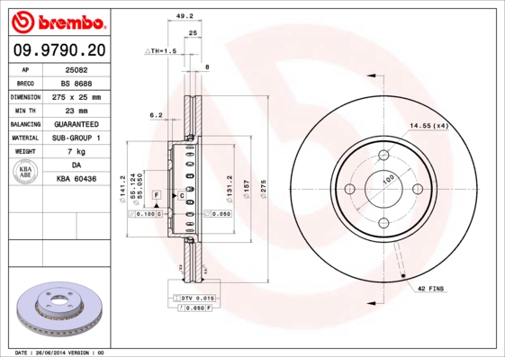Тормозной диск BOSCH арт. 09979020