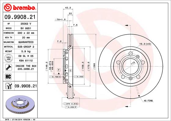 Тормозной диск REMSA арт. 09.9908.21