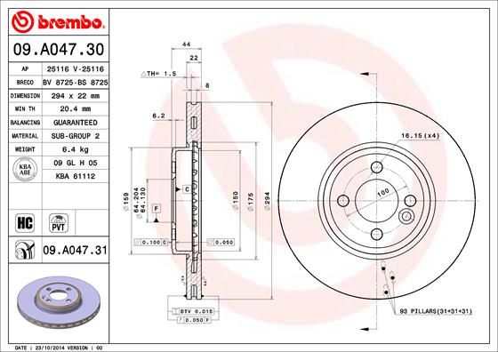 Тормозной диск BREMBO 09A04731