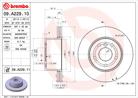 Тормозной диск BOSCH арт. 09A22911