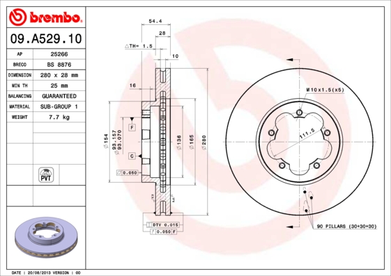 Тормозной диск BOSCH арт. 09.A529.10