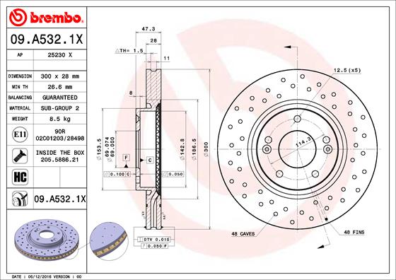 Тормозной диск BOSCH арт. 09.A532.1X