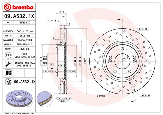 Тормозной диск BLUE PRINT арт. 09.A532.1X