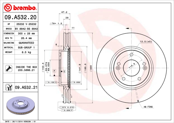 Тормозной диск BOSCH арт. 09.A532.20