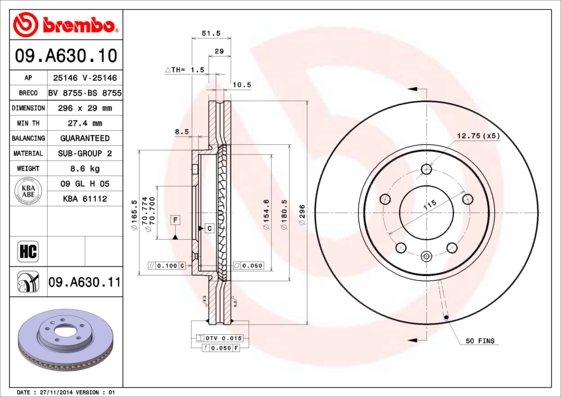 Тормозной диск REMSA арт. 09.A630.10