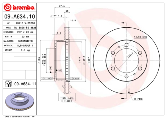 Тормозной диск REMSA арт. 09.A634.10