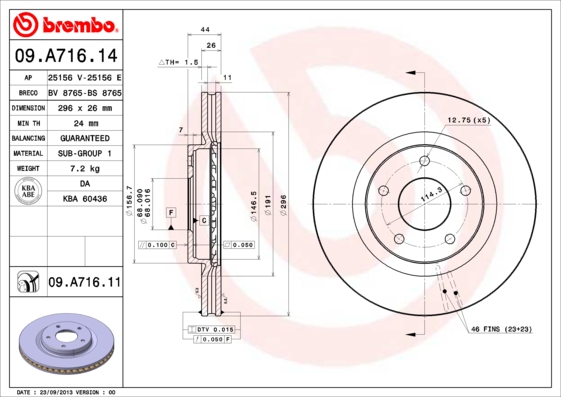 Тормозной диск BLUE PRINT арт. 09.A716.14