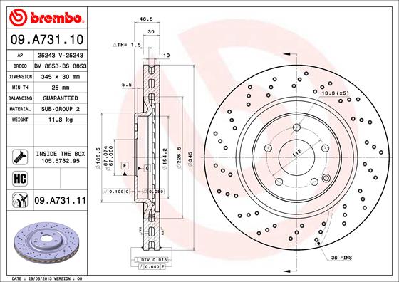 Тормозной диск BREMBO 09.A731.11