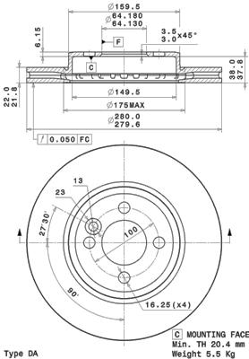 Тормозной диск BREMBO 09A76111
