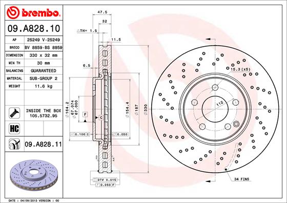 Тормозной диск BREMBO 09A82811