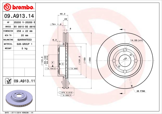 Тормозной диск REMSA арт. 09.A913.14