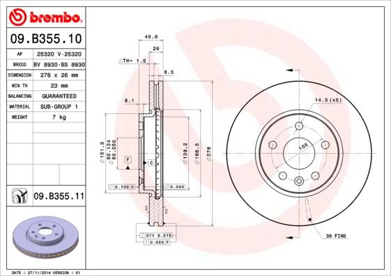 Тормозной диск FEBI BILSTEIN арт. 09.B355.10