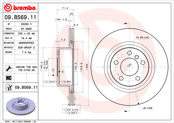 Тормозной диск BOSCH арт. 09.B569.11