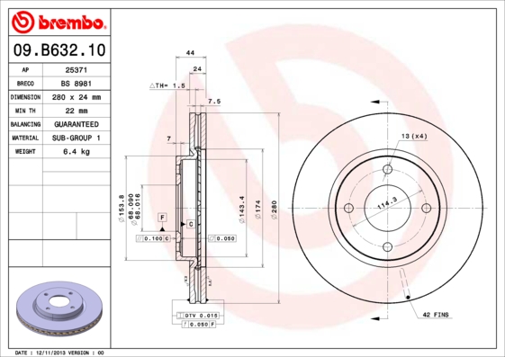 Тормозной диск ROADHOUSE арт. 09.B632.10