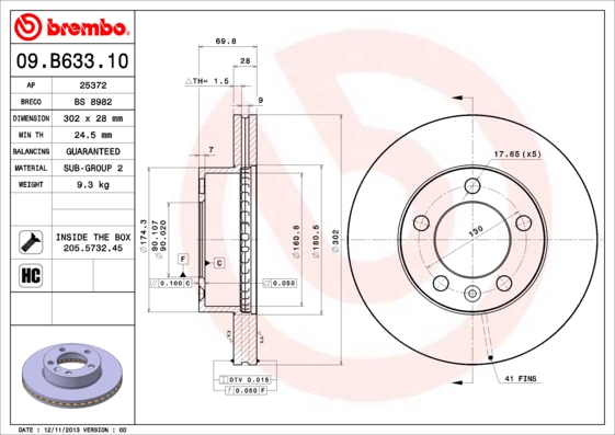 Тормозной диск ROADHOUSE арт. 09.B633.10