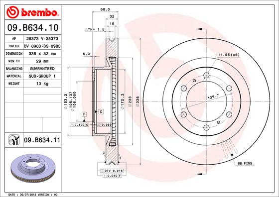Тормозной диск FERODO арт. 09.B634.11