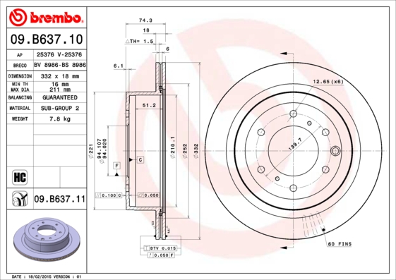 Тормозной диск TEXTAR арт. 09.B637.11