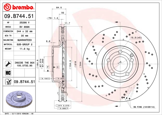 Тормозной диск BOSCH арт. 09B74451
