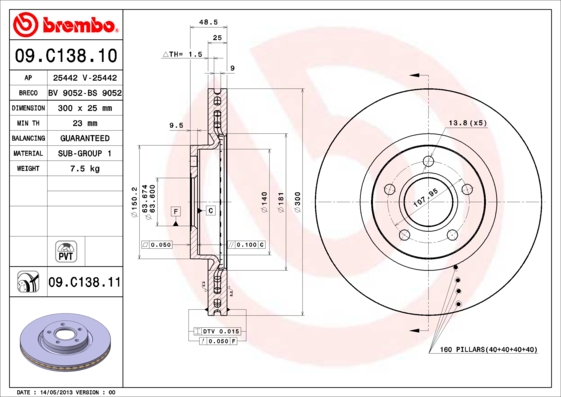 Тормозной диск FERODO арт. 09.C138.11