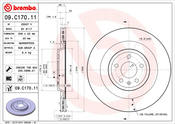Тормозной диск BOSCH арт. 09C17011