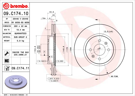 Тормозной диск BREMBO 09.C174.11
