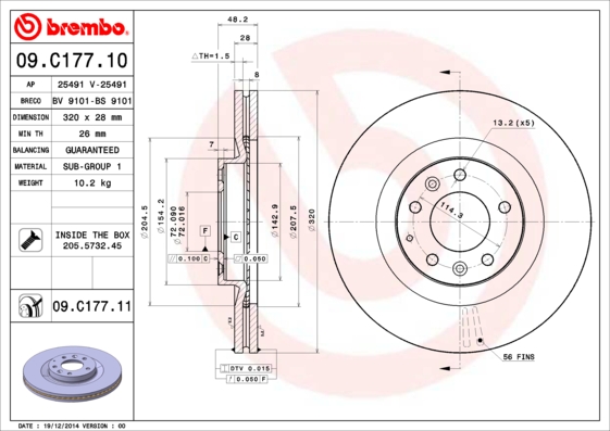 Тормозной диск ROADHOUSE арт. 09.C177.11