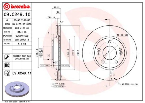 Тормозной диск ROADHOUSE арт. 09.C249.11