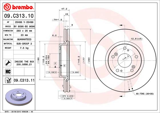 Тормозной диск FERODO арт. 09.C313.11