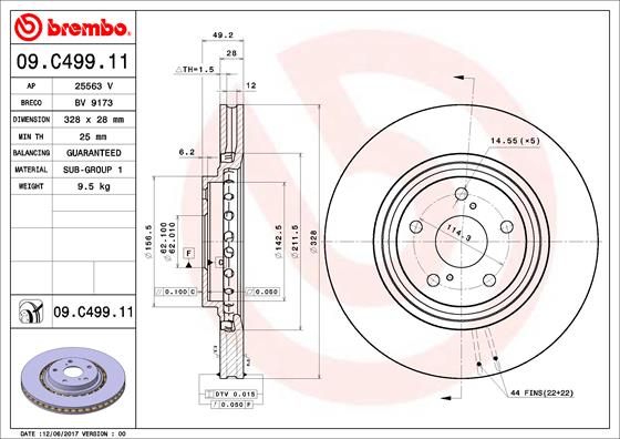 Тормозной диск KAVO PARTS арт. 09.C499.11