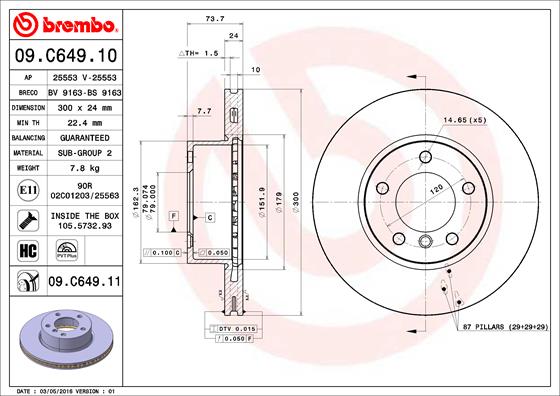 Тормозной диск FERODO арт. 09.C649.11