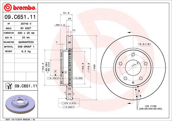 Тормозной диск BOSCH арт. 09.C651.11