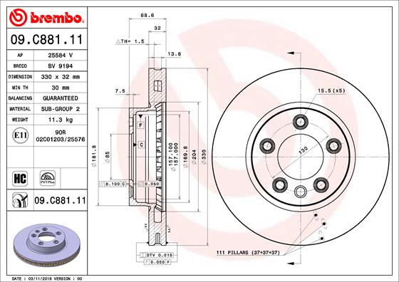 Тормозной диск FEBI BILSTEIN арт. 09.C881.11