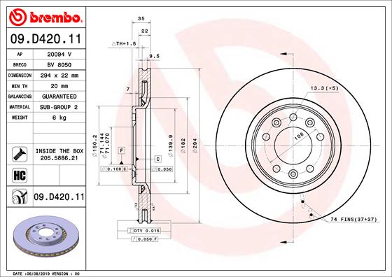 Гальмівний диск BLUE PRINT арт. 09D42011