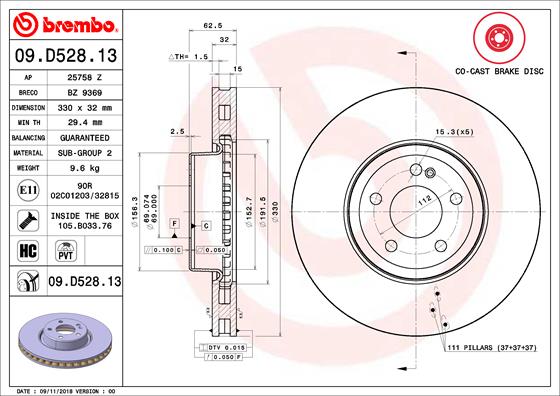 Тормозной диск MERCEDES-BENZ арт. 09.D528.13